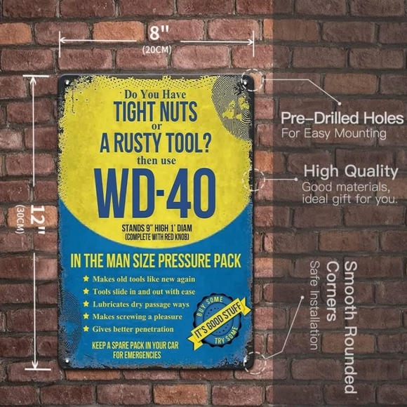 Rustic WD-40 Metal Tin Sign 8x12 - Picture 2 of 4